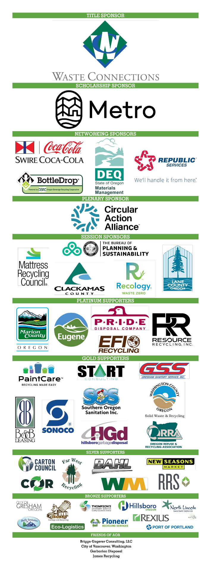 Sustainable Oregon 2023 Sponsors